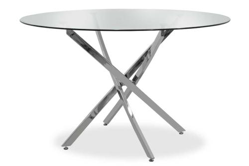 Τραπέζι στρόγγυλο Steve με γυάλινη επιφάνεια διαφανές Φ120x74,5εκ Υλικό: METAL-GLASS 029-000030