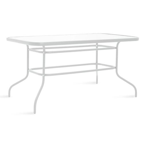 Τραπέζι Valor μέταλλο λευκό-γυαλί 140x80x70εκ Υλικό: METAL D: 24MM -GLASS 130-000018