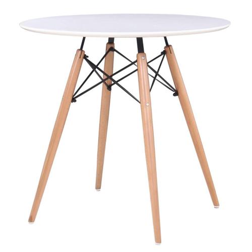 ART Wood Tραπέζι, Πόδια Οξιά Φυσικό, Επιφάνεια MDF Άσπρο  Φ80cm H.74cm [-Φυσικό/Άσπρο-] [-Ξύλο-] Ε7083,1