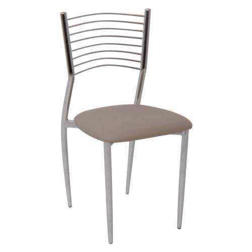 VIVIAN Καρέκλα Μέταλλο Χρώμιο, PVC Cappuccino  40x44x83cm [-Χρώμιο/Μπεζ-Tortora-Sand-Cappuccino-] [-Μέταλλο/PVC - PU-] ΕΜ935,4 ( 6 ΤΕΜ.)