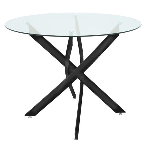 Τραπέζι Greta γυαλί 8mm tempered-μαύρο Φ100x75εκ Υλικό: GLASS 8MM - METAL 235-000001