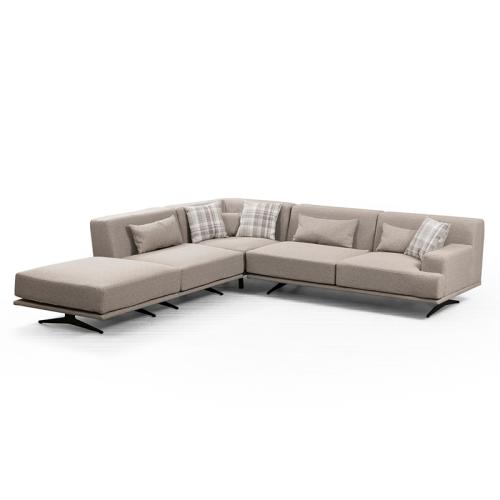 Γωνιακός καναπές PWF-0516 δεξιά γωνία ύφασμα μπεζ-μαύρο 302x302x80εκ Υλικό: FABRIC - WOOD 071-001158