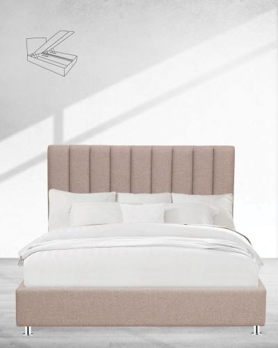 Κρεβάτι με Κεφαλάρι & Βάση με Αποθηκευτικό Χώρο Channel Διπλή (140x200cm) Μπεζ