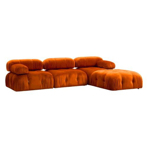 Πολυμορφικός καναπές Divine 2 βελουτέ σε χρώμα πορτοκαλί 288/190x75εκ Υλικό: Fabric:100%  POLYESTER - BEEICH WOOD - CHIPBOARD 071-001480