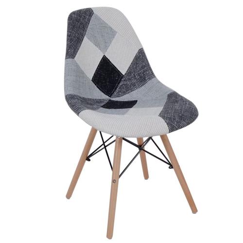 ART Wood Καρέκλα Ξύλο - PP Ύφασμα Patchwork Black & White  47x52x84cm [-Φυσικό/Patchwork-] [-Ξύλο/Ύφασμα-] ΕΜ123,81 ( 4 ΤΕΜ.)