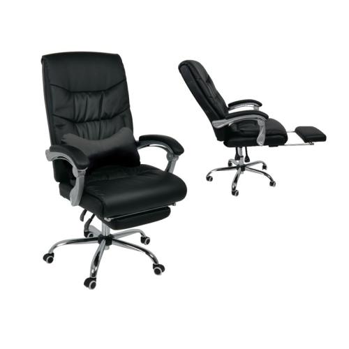BF9650 Relax Πολυθρόνα Γραφείου Διευθυντή, με Υποπόδιο, Βάση Χρώμιο,PU Μαύρο  65x78x112/120cm [-Μαύρο-] [-PU - PVC - Bonded Leather-] ΕΟ579,1