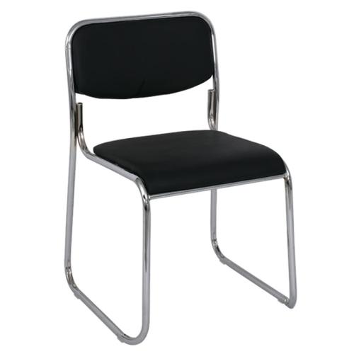 CAMPUS Καρέκλα Επισκέπτη Γραφείου, Στοιβαζόμενη Χρώμιο Μέταλλο, Soft Pu Μαύρο  51x49x78cm [-Μαύρο-] [-PU - PVC - Bonded Leather-] Ε553,1W ( 5 ΤΕΜ.)