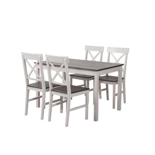 DAILY Set Τραπεζαρία Ξύλινη Σαλονιού - Κουζίνας: Τραπέζι   4 Καρέκλες / Άσπρο - Dark Oak  Table:118x74x73 Chair:43x48x94 [-Άσπρο/Καρυδί-] [-Ξύλο-] Ε783,1S
