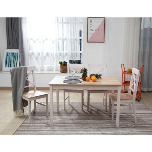 DAILY Set Τραπεζαρία Ξύλινη Σαλονιού - Κουζίνας: Τραπέζι   4 Καρέκλες / Άσπρο - Φυσικό  Table:118x74x73 Chair:43x48x94 [-Άσπρο/Φυσικό-] [-Ξύλο-] Ε783,2S
