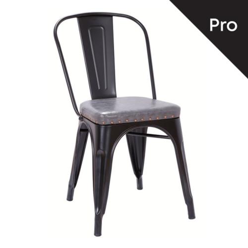 RELIX Καρέκλα-Pro, Μέταλλο Βαφή Μαύρο Matte, Pu Σκούρο Γκρι  45x51x82cm [-Μαύρο/Γκρι-] [-Μέταλλο/PVC - PU-] Ε5191Ρ,12Μ ( 10 ΤΕΜ.)