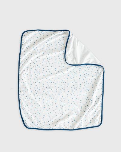 Βρεφική Βαμβακερή Κουβέρτα Λίκνο με Μπλε Αστέρια και Μπλε Ρέλι Baby Hug 90x70cm.  Λίκνου (90x70cm) Άσπρο