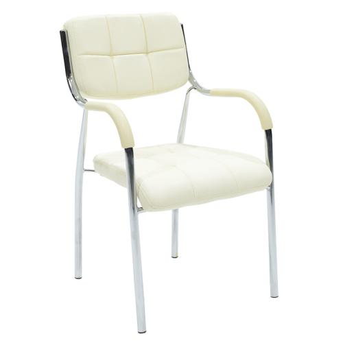Καρέκλα επισκέπτη Florida PU λευκό πόδι χρωμίου Υλικό: METAL - PVC - TUBE D25x0.8MM 217-000033