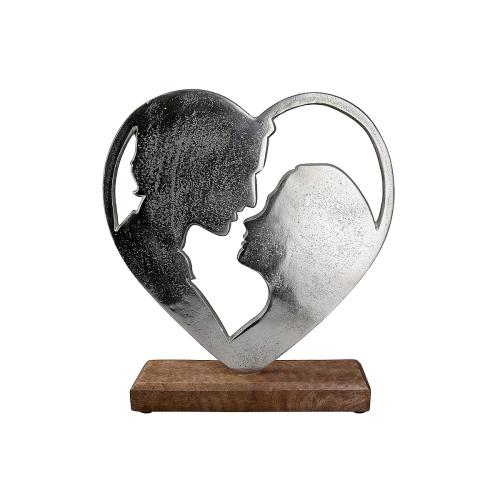 Διακοσμητικό Ερωτευμένοι Σε Βάση Ασημί/Φυσικό Αλουμίνιο/Ξύλο 5x24x26.5cm