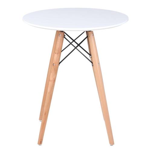 ART Wood Tραπέζι, Πόδια Οξιά Φυσικό, Επιφάνεια MDF Άσπρο  Φ60cm H.70cm [-Φυσικό/Άσπρο-] [-Ξύλο-] Ε7082,1