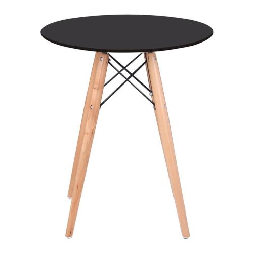 ART Wood Tραπέζι, Πόδια Οξιά Φυσικό, Επιφάνεια MDF Μαύρο  Φ60cm H.70cm [-Φυσικό/Μαύρο-] [-Ξύλο-] Ε7082,2