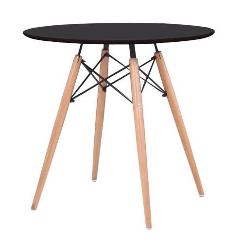 ART Wood Tραπέζι, Πόδια Οξιά Φυσικό, Επιφάνεια MDF Μαύρο  Φ80cm H.74cm [-Φυσικό/Μαύρο-] [-Ξύλο-] Ε7083,2