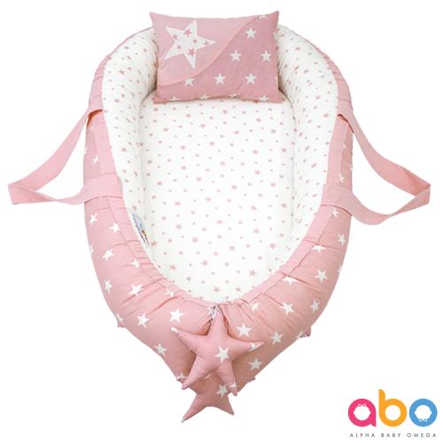 Φωλιά ύπνου με μαξιλάρι ροζ με αστεράκια ABO