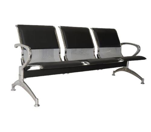Κάθισμα Αναμονής - Υποδοχής 3 Θέσεων, Μέταλλο Χρώμιο PVC Μαύρο  181x58x77cm [-Silver/Μαύρο-] [-PU - PVC - Bonded Leather-] Ε503,02