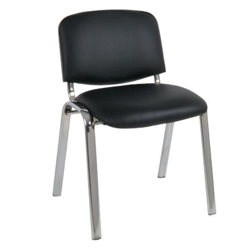 SIGMA Καρέκλα Γραφείου Επισκέπτη, Μέταλλο Χρώμιο PVC Μαύρο  57x57x79cm / Σωλ.40x20/1.2mm [-Μαύρο-] [-Μέταλλο/PVC - PU-] ΕΟ550,10 ( 6 ΤΕΜ.)