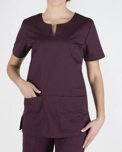 Γυναικεία Ιατρική Μπλούζα με Κοντό Μανίκι Scrub σε 5 Αποχρώσεις Large Μπορντώ