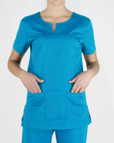 Γυναικεία Ιατρική Μπλούζα με Κοντό Μανίκι Scrub σε 5 Αποχρώσεις Large Τιρκουάζ