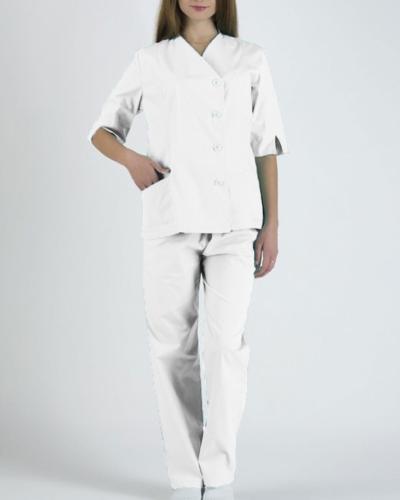 Γυναικείο Ιατρικό Σετ Σακάκι & Παντελόνι Scrub σε 3 Αποχρώσεις X Small Άσπρο