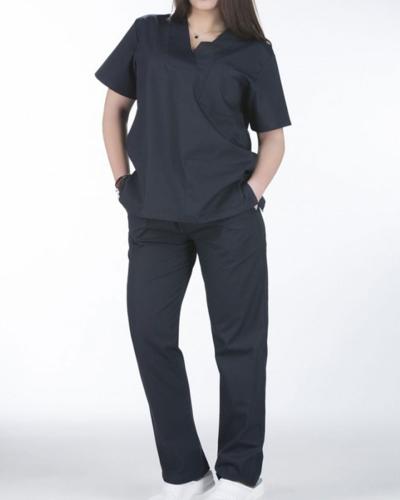 Unisex Ιατρικό Κοστούμι με Κοντό Μανίκι Scrub σε 7 Αποχρώσεις Large Μπλε