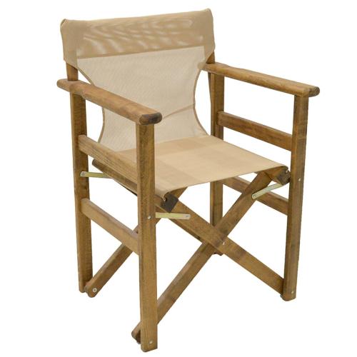 Καρέκλα-πολυθρόνα σκηνοθέτη Retto μασίφ ξύλο οξιάς καρυδί-πανί φραπέ Υλικό: Solid wood beech 237-000015