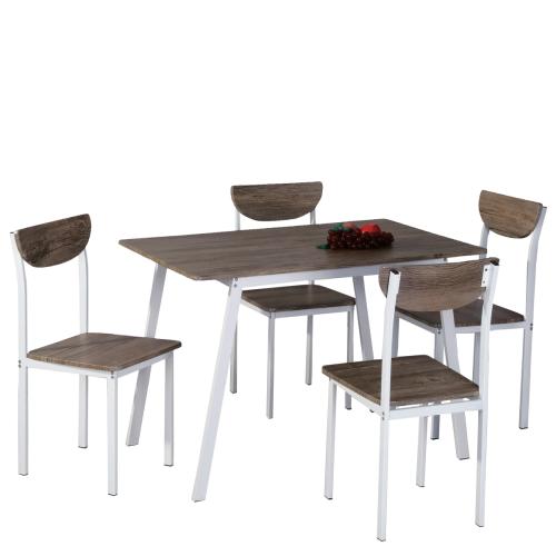 Τραπέζι Σετ (4 1) LINDERIA Λευκό/Καφέ 110x70x75cm