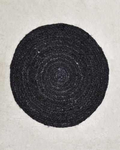 Ψάθα Μαύρο Πλεκτό Οικολογικό Στρογγυλό Χαλί Γιούτας Dark Διάμετρος 60cm Μαύρο