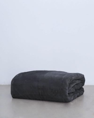 Βελουτέ Μονόχρωμη Κουβέρτα Voras σε 7 Αποχρώσεις Super Υπέρδιπλη (240x260cm) Ανθρακί