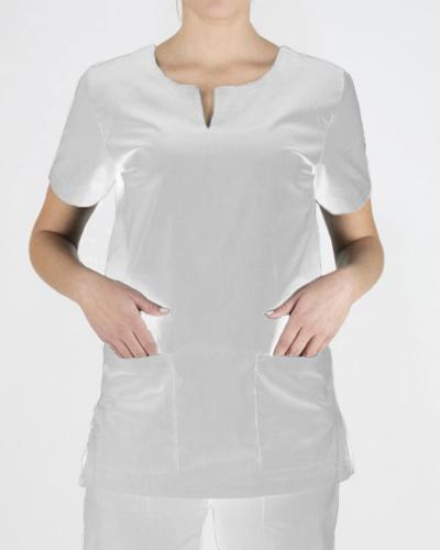 Γυναικεία Ιατρική Μπλούζα με Κοντό Μανίκι Scrub σε 5 Αποχρώσεις Large Άσπρο