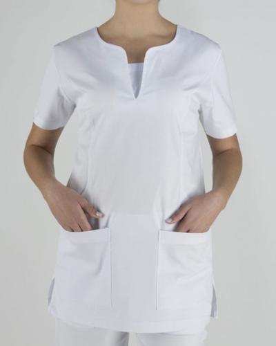Γυναικεία Μεσάτη Ιατρική Μπλούζα με Κοντό Μανίκι Scrub σε 5 Αποχρώσεις Medium Άσπρο