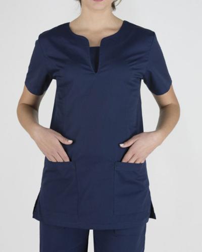 Γυναικεία Μεσάτη Ιατρική Μπλούζα με Κοντό Μανίκι Scrub σε 5 Αποχρώσεις Medium Μπλε Σκούρο