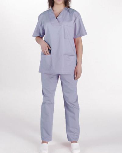 Unisex Ιατρικό Κοστούμι με Κοντό Μανίκι Scrub σε 7 Αποχρώσεις Small Λιλά