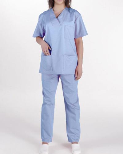 Unisex Ιατρικό Κοστούμι με Κοντό Μανίκι Scrub σε 7 Αποχρώσεις XX Large Σιέλ