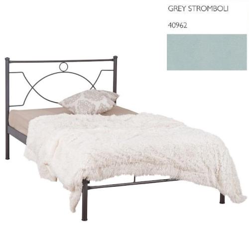 Anabel Μεταλλικό Κρεβάτι (Για Στρώμα 110×190) Με Επιλογές Χρωμάτων Grey Stromboli 40962
