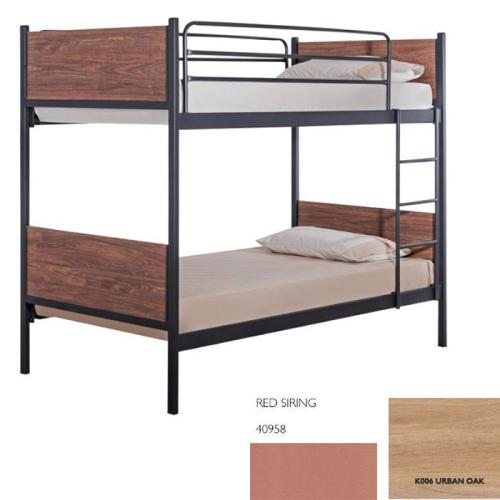 Δημοσθένης Μεταλλικό Κρεβάτι Κουκέτα (Για Στρώματα 110×190) Με Επιλογές Χρωμάτων Urban Oak,Red Siring 40958
