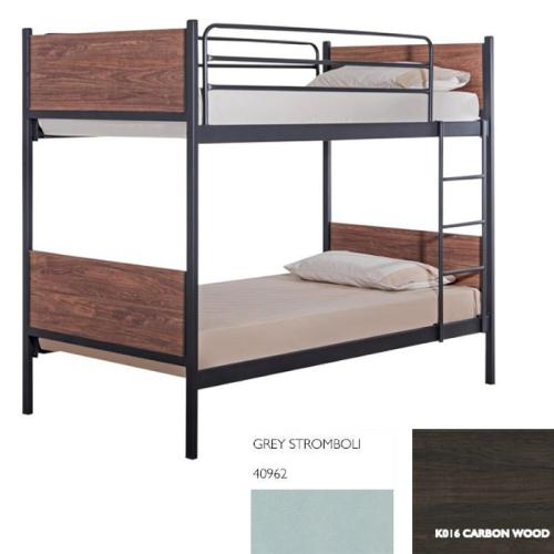 Δημοσθένης Μεταλλικό Κρεβάτι Κουκέτα (Για Στρώματα 80×200) Με Επιλογές Χρωμάτων Carbon Wood,Grey Stromboli 40962