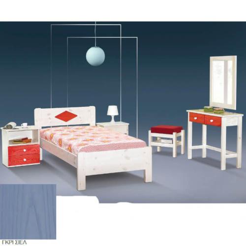 Νο 4 Σουηδικό Κρεβάτι Ξύλινο (Για Στρώμα 140×200) Με Επιλογές Χρωμάτων Γκρί Σιέλ