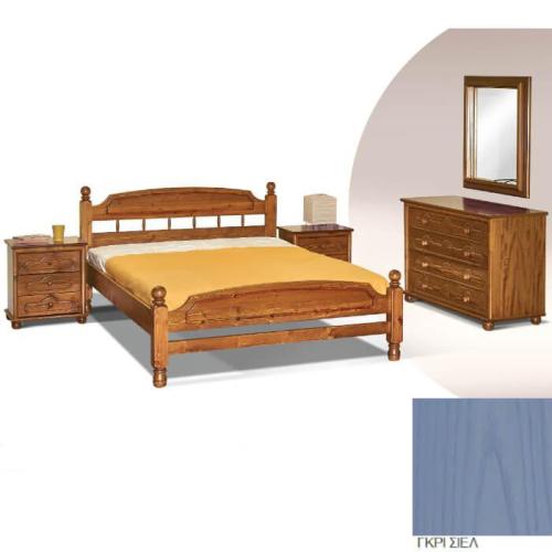 Νο 5 Σουηδικό Κρεβάτι Ξύλινο (Για Στρώμα 140×190) Με Επιλογές Χρωμάτων Γκρί Σιέλ