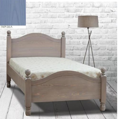 Πάτμος Σουηδικό Κρεβάτι Ξύλινο (Για Στρώμα 110×190) Με Επιλογές Χρωμάτων Γκρί Σιέλ