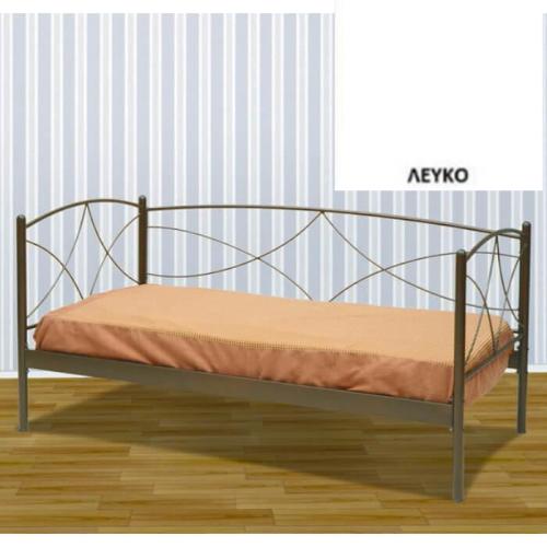 Ανδρος Μεταλλικός Καναπές Κρεβάτι (Για Στρώμα 90×190) Με Επιλογές Χρωμάτων Λευκό