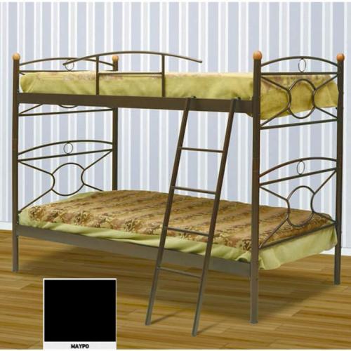 Κρίκος Μεταλλικό Κρεβάτι Κουκέτα (Για Στρώματα 90x190) Με Επιλογές Χρωμάτων Μαύρο