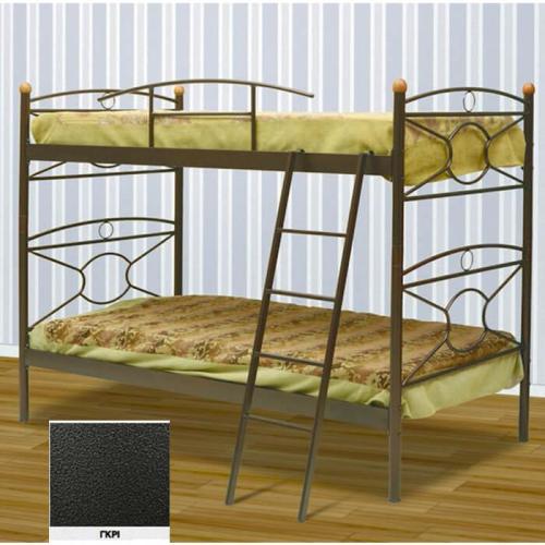 Κρίκος Μεταλλικό Κρεβάτι Κουκέτα (Για Στρώματα 90x200) Με Επιλογές Χρωμάτων Γκρι