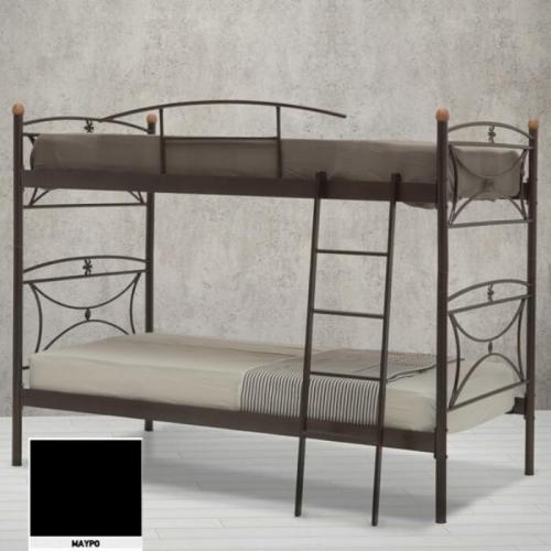 Μαργαρίτα Μεταλλικό Κρεβάτι Κουκέτα (Για Στρώματα 110x190) Με Επιλογές Χρωμάτων Μαύρο