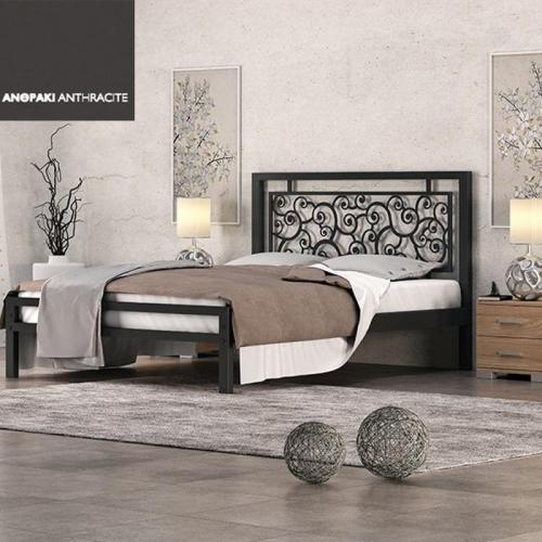Μιράντα Μεταλλικό Κρεβάτι (Για Στρώμα 160×190) Με Επιλογές Χρωμάτων Ανθρακί