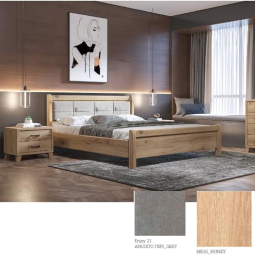 Νο 16 Δ Κρεβάτι (Για Στρώμα 150×200) Με Επιλογές Χρωμάτων Ανοιχτό Γκρί-Grey Enjoy 21,Μελί-Meli