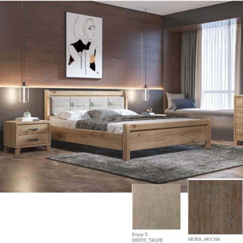 Νο 16 Δ Κρεβάτι (Για Στρώμα 150×200) Με Επιλογές Χρωμάτων Εκρού-Taupe Enjoy 3,Μόκα-Moccha