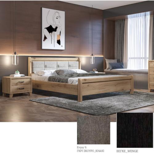 Νο 16 Δ Κρεβάτι (Για Στρώμα 150×200) Με Επιλογές Χρωμάτων Γκρί Σκούρο Khaki-Dark Grey Enjoy 9,Βέγγε-Wenge